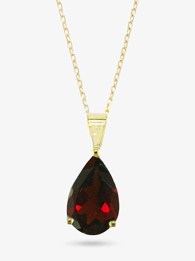 Buy E.W Adams 9ct Yellow Gold Teardrop Pendant Necklace, Garnet Online at johnlewis.com