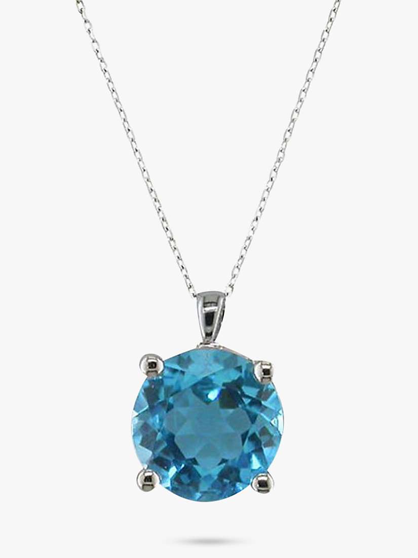 Buy E.W Adams 9ct White Gold Topaz Pendant Necklace, Blue Online at johnlewis.com