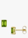 E.W Adams 9ct Gold Octagonal Stud Earrings, Peridot