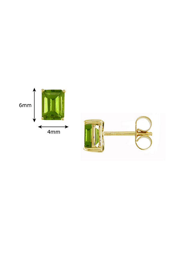 E.W Adams 9ct Gold Octagonal Stud Earrings, Peridot