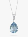 E.W Adams Teardrop Pendant Necklace, Aquamarine