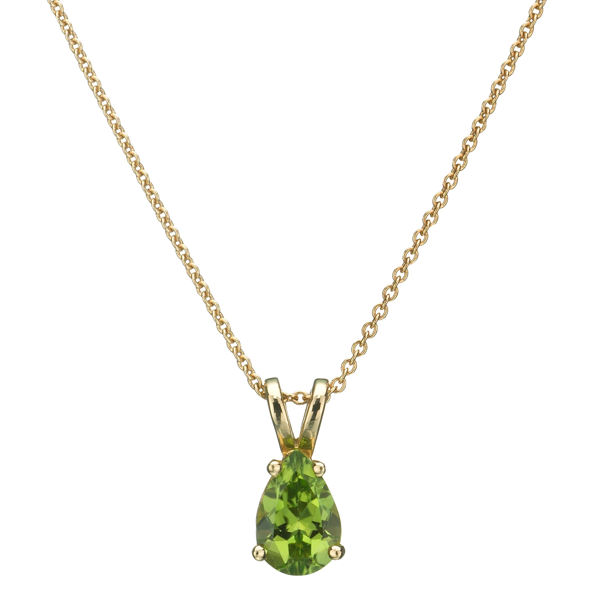 E.W Adams 9ct Yellow Gold and Peridot Pendant Necklace at John Lewis ...