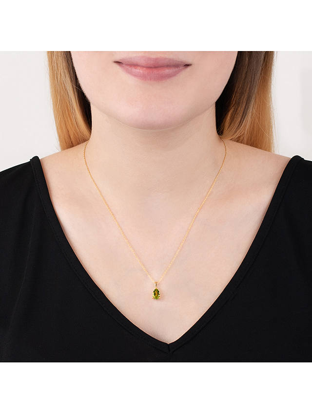 E.W Adams 9ct Yellow Gold and Peridot Pendant Necklace