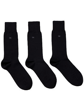 Calvin Klein Fine Cotton Socks, Pack of 3, One Size, Black