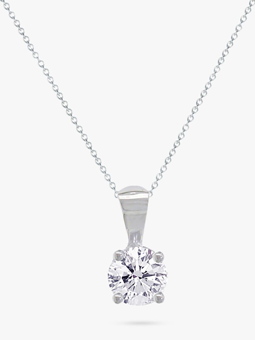 E.W Adams 18ct White Gold Diamond 0.12 Carat Round Pendant Necklace at ...