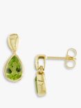 E.W Adams 9ct Gold Pear Drop Earrings, Peridot