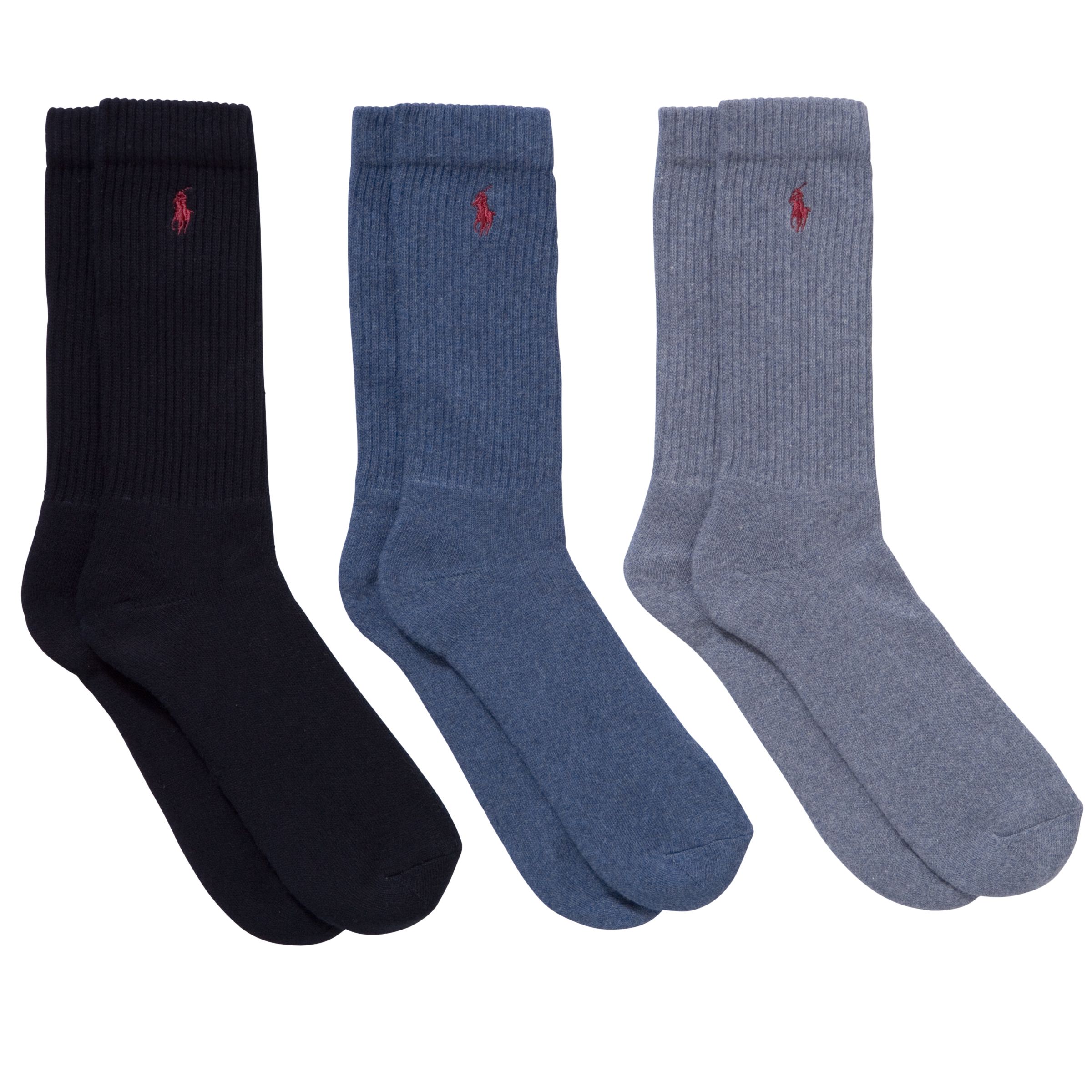 Polo Ralph Lauren Classic Crew Socks, Pack of 3, One Size, Multi at ...