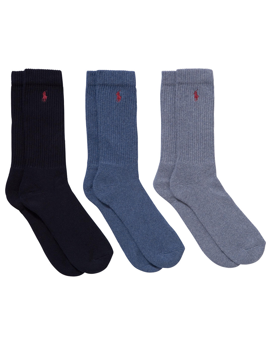 Polo Ralph Lauren Classic Crew Socks, Pack of 3, One Size, Multi