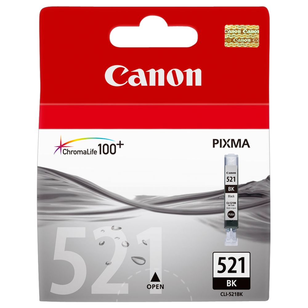 Canon PIXMA CLI-521BK Inkjet Cartridge, Black