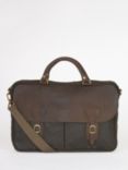 Barbour Wax Cotton and Leather Trim Satchel, Olive