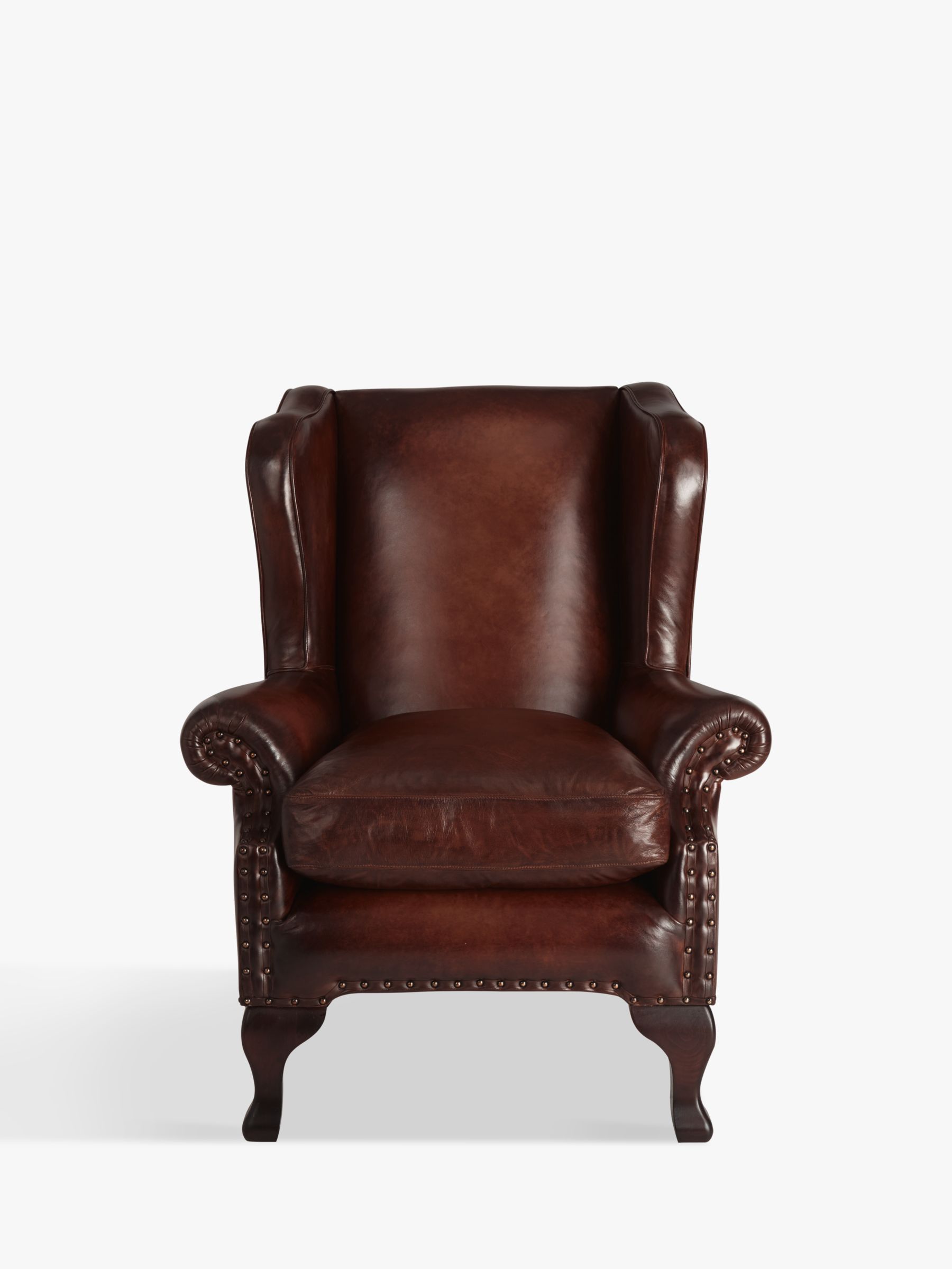 John Lewis Partners Compton Leather Wing Armchair Hand Antique