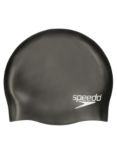 Speedo Plain Silicone Swim Cap, Junior, Black