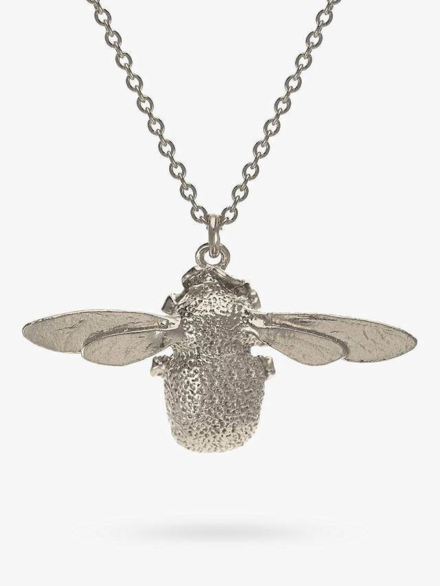 Alex Monroe Sterling Silver Bumble Bee Pendant Necklace, Silver