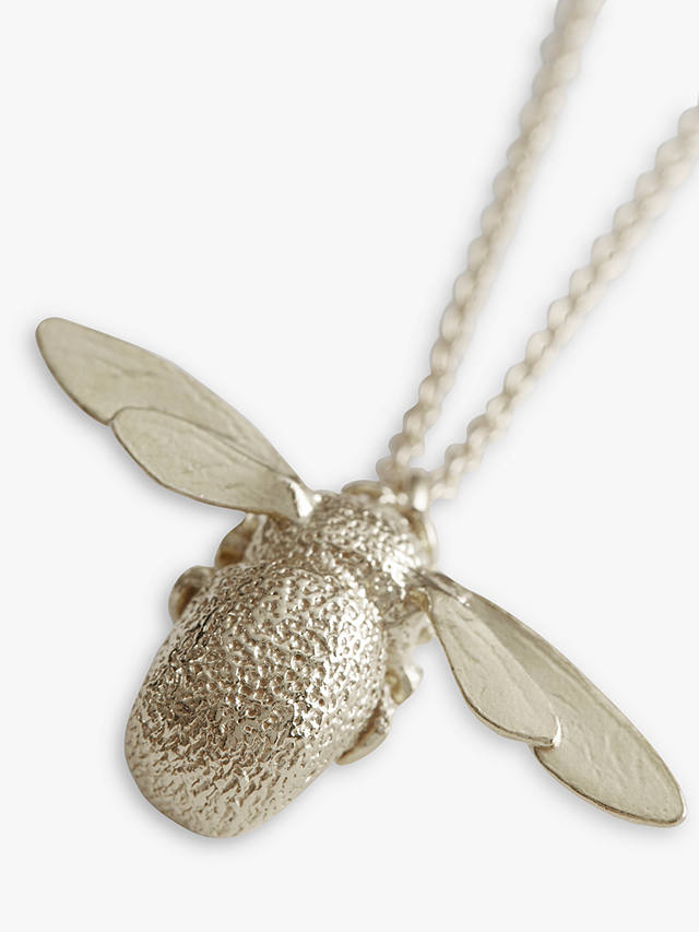 Alex Monroe Sterling Silver Bumble Bee Pendant Necklace, Silver
