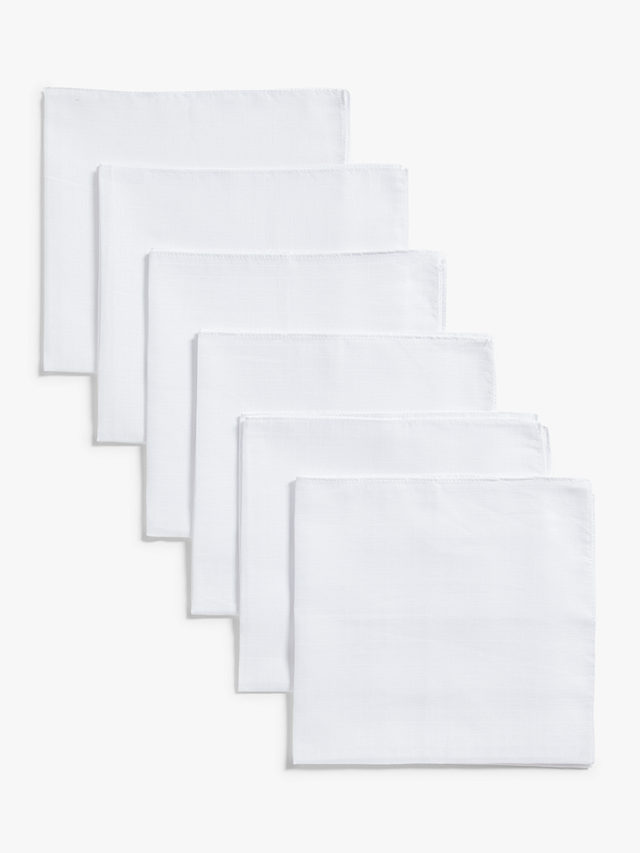 John Lewis ANYDAY Muslin Squares, Pack of 6, White