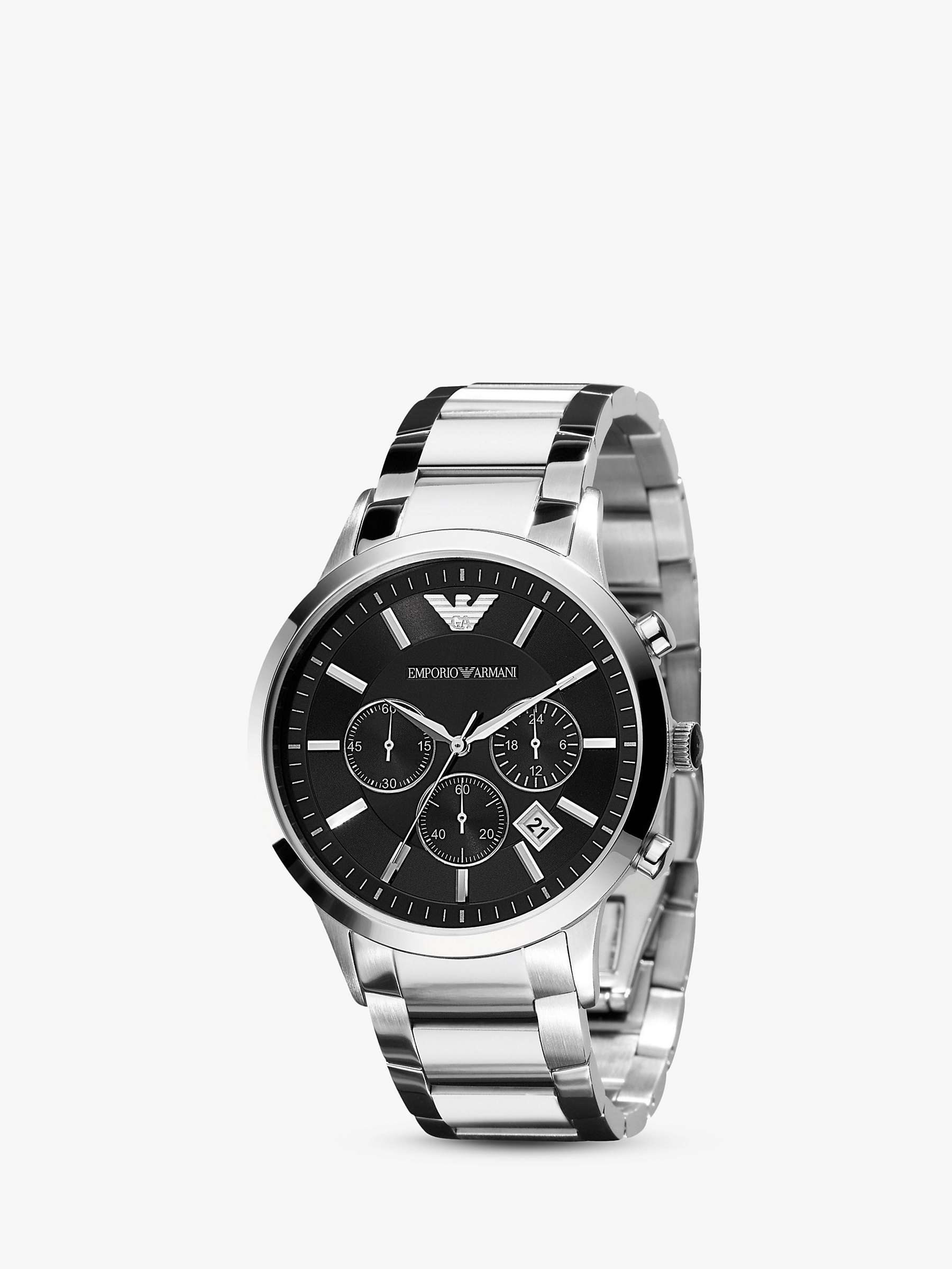 Buy Emporio Armani AR2434 Men's Chronograph Date Bracelet Strap Watch, Silver/Black Online at johnlewis.com