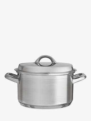 John Lewis & Partners Classic Stainless Steel 20cm Steamer Set with Lid, 3 Piece