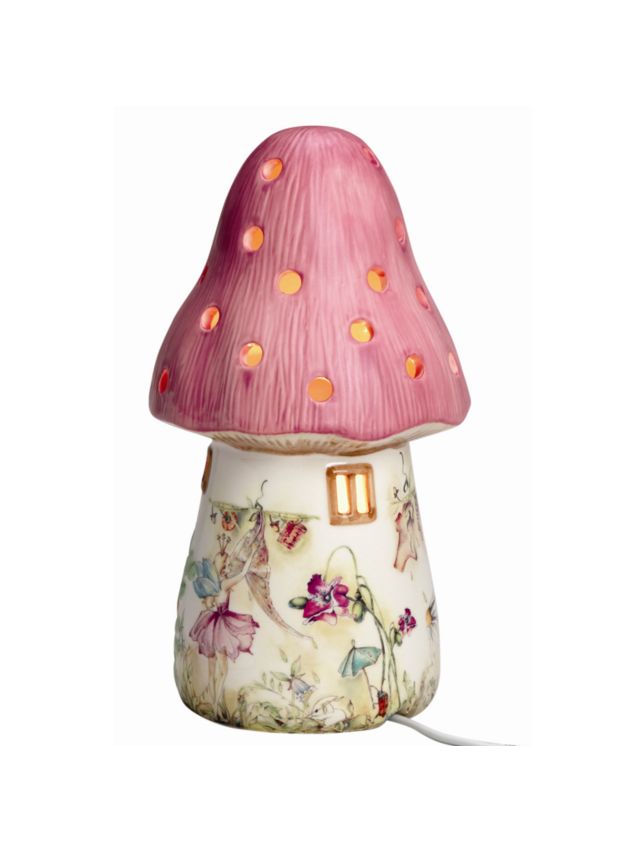 White Rabbit Dewdrop Pink Toadstool Children's Lamp