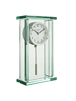 John Lewis & Partners Theia Pendulum Glass Mantel Clock, Clear