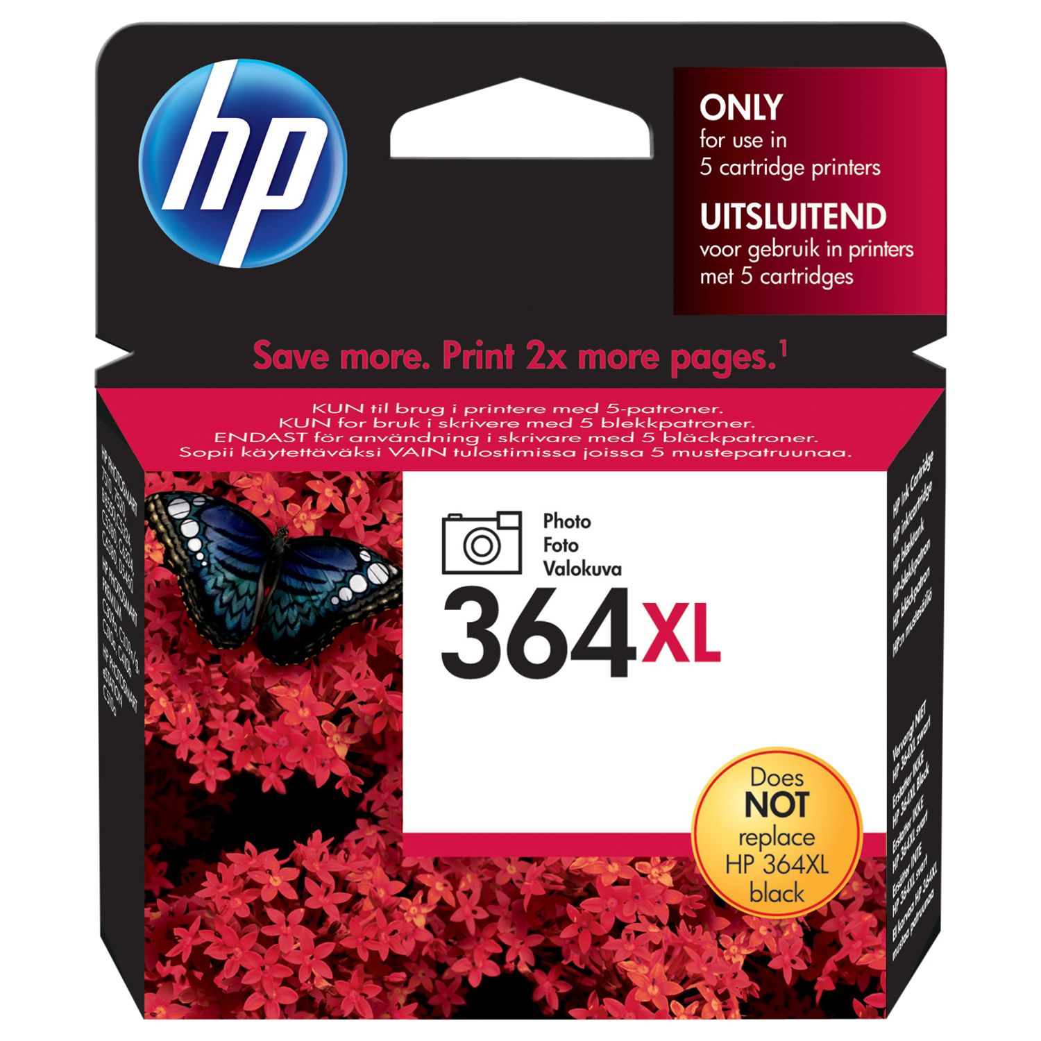 HP 364XL Photo Printer Cartridge, Black, CB322EE