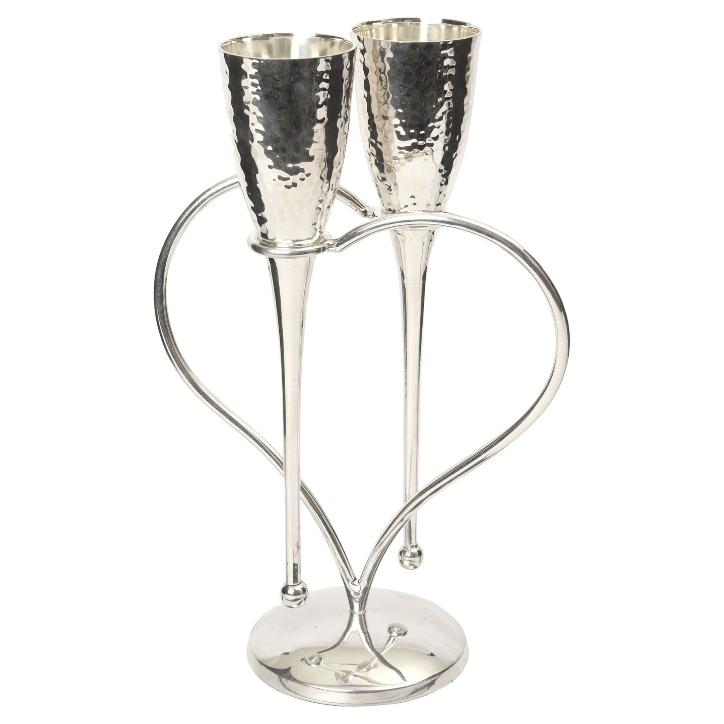 Culinary Concepts Amore Heart Champagne Flutes on a Stand, Set of 2