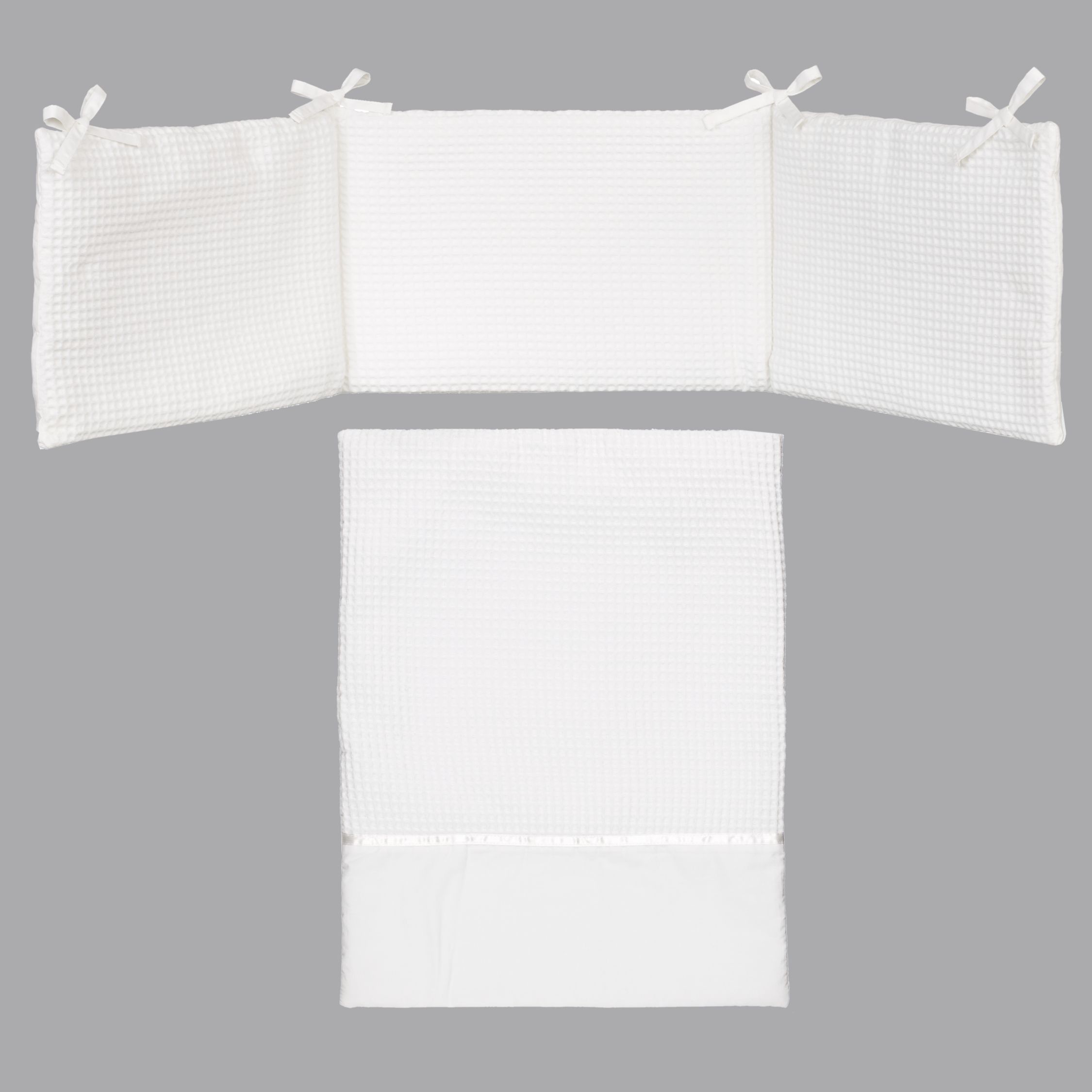 John Lewis Waffle Bumper And Crib Coverlet Set White At John