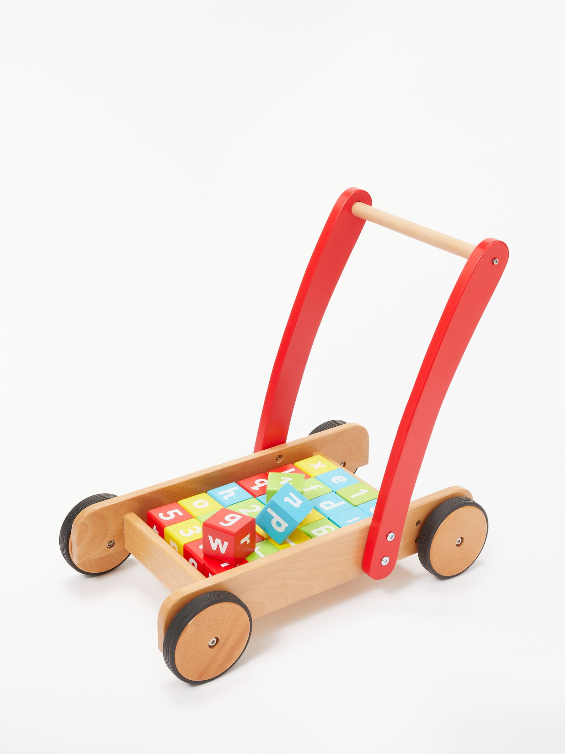 childs wooden trolley with bricks