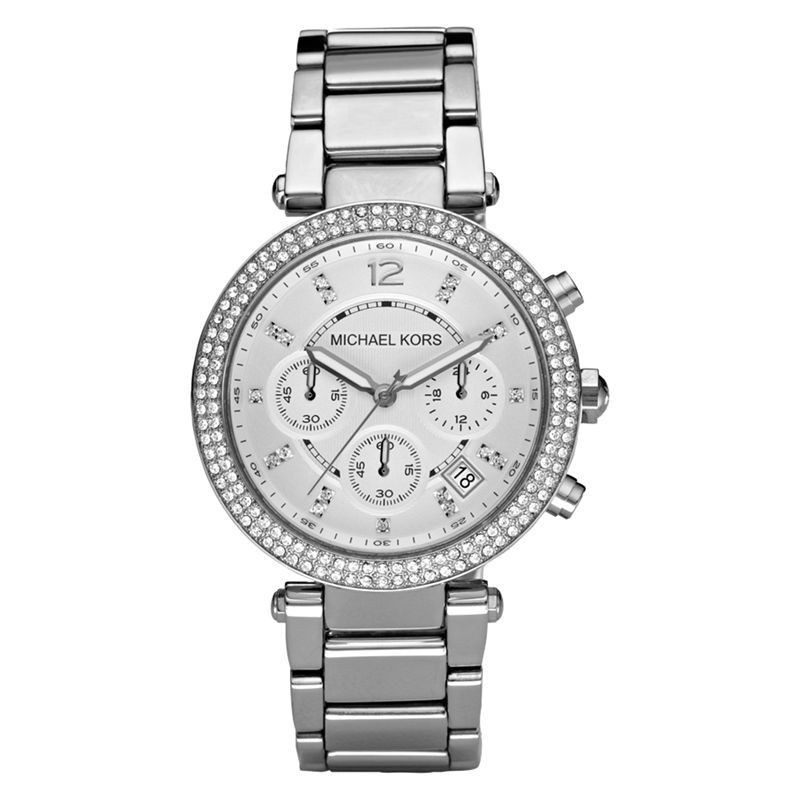 Michael Kors MK5353 Women's Parker Chronograph Stainless Steel Bracelet Strap Watch, Silver