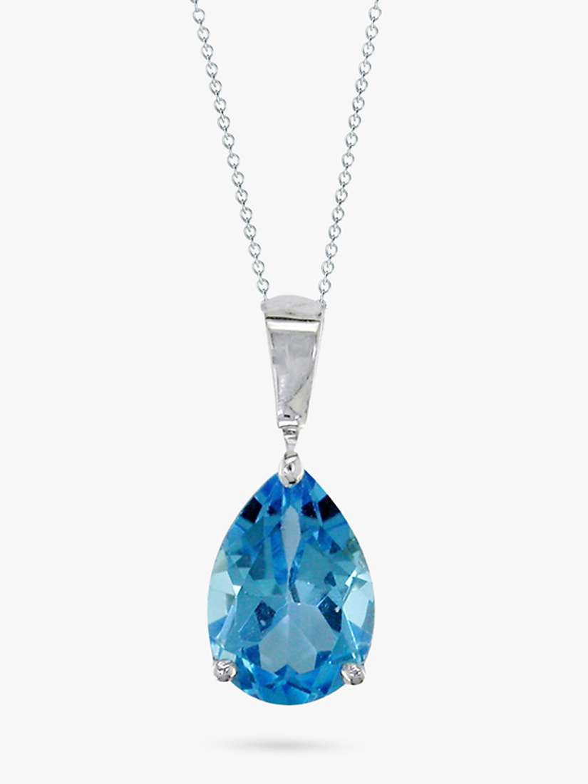 Buy E.W Adams 9ct White Gold Chain and Pear Shaped Topaz Pendant Necklace, Blue Online at johnlewis.com