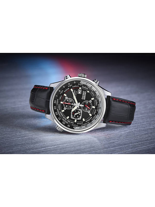 Citizen CA0080-03E Men's Red Arrows Eco-Drive Chronograph Leather Strap Watch, Black