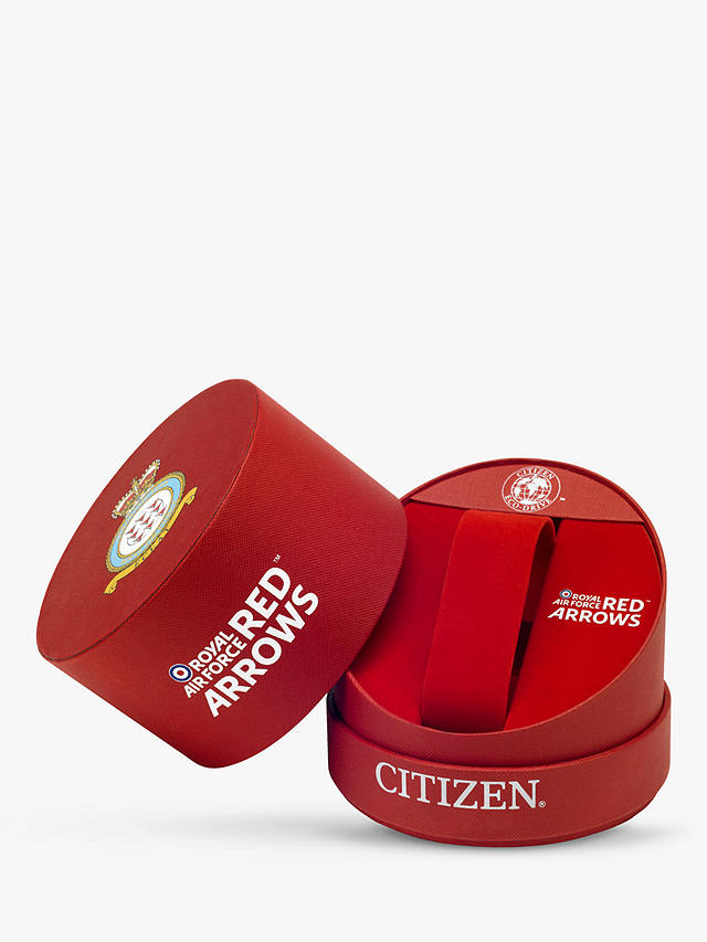 Citizen CA0080-03E Men's Red Arrows Eco-Drive Chronograph Leather Strap Watch, Black