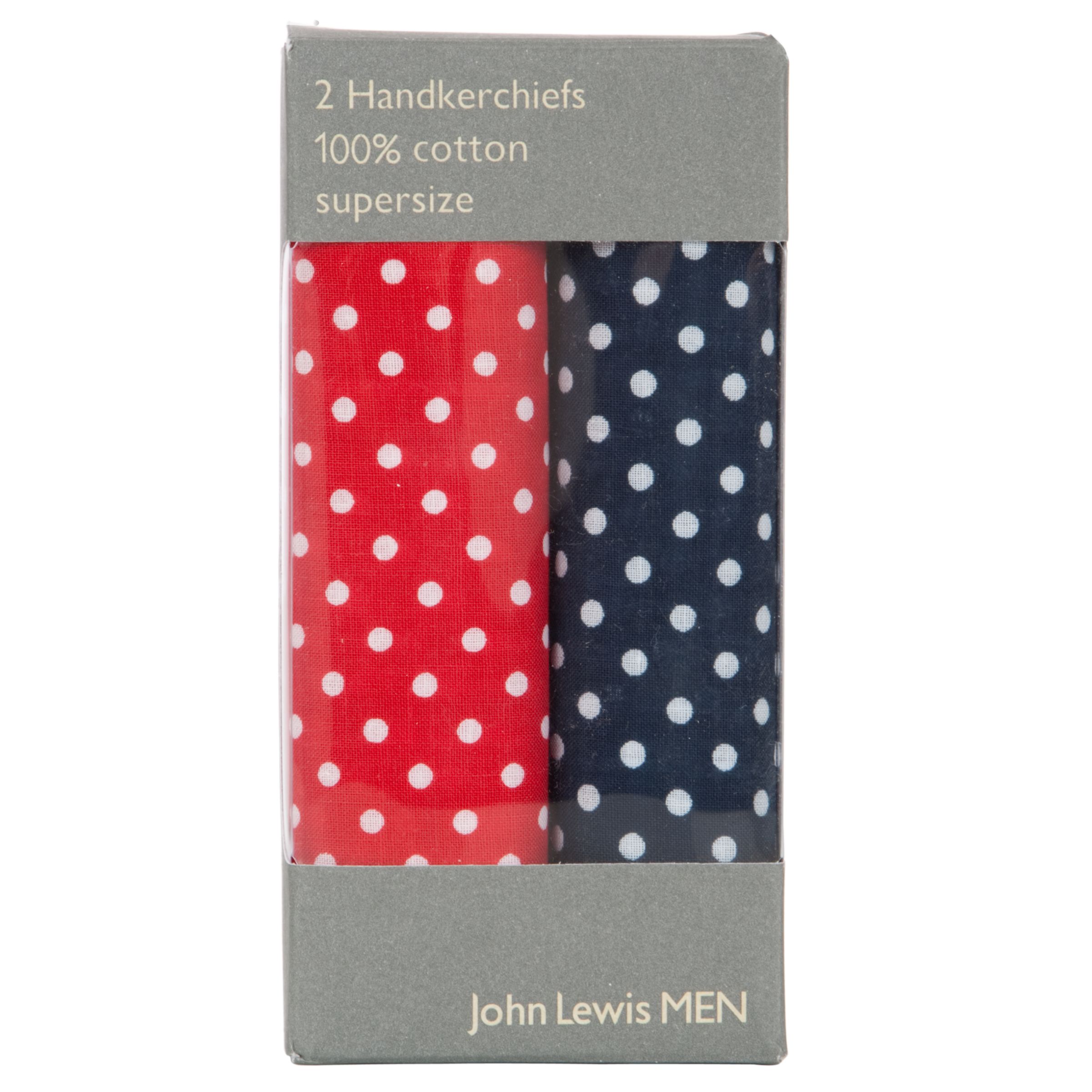 John Lewis Supersize Spot Handkerchiefs, Navy/Red