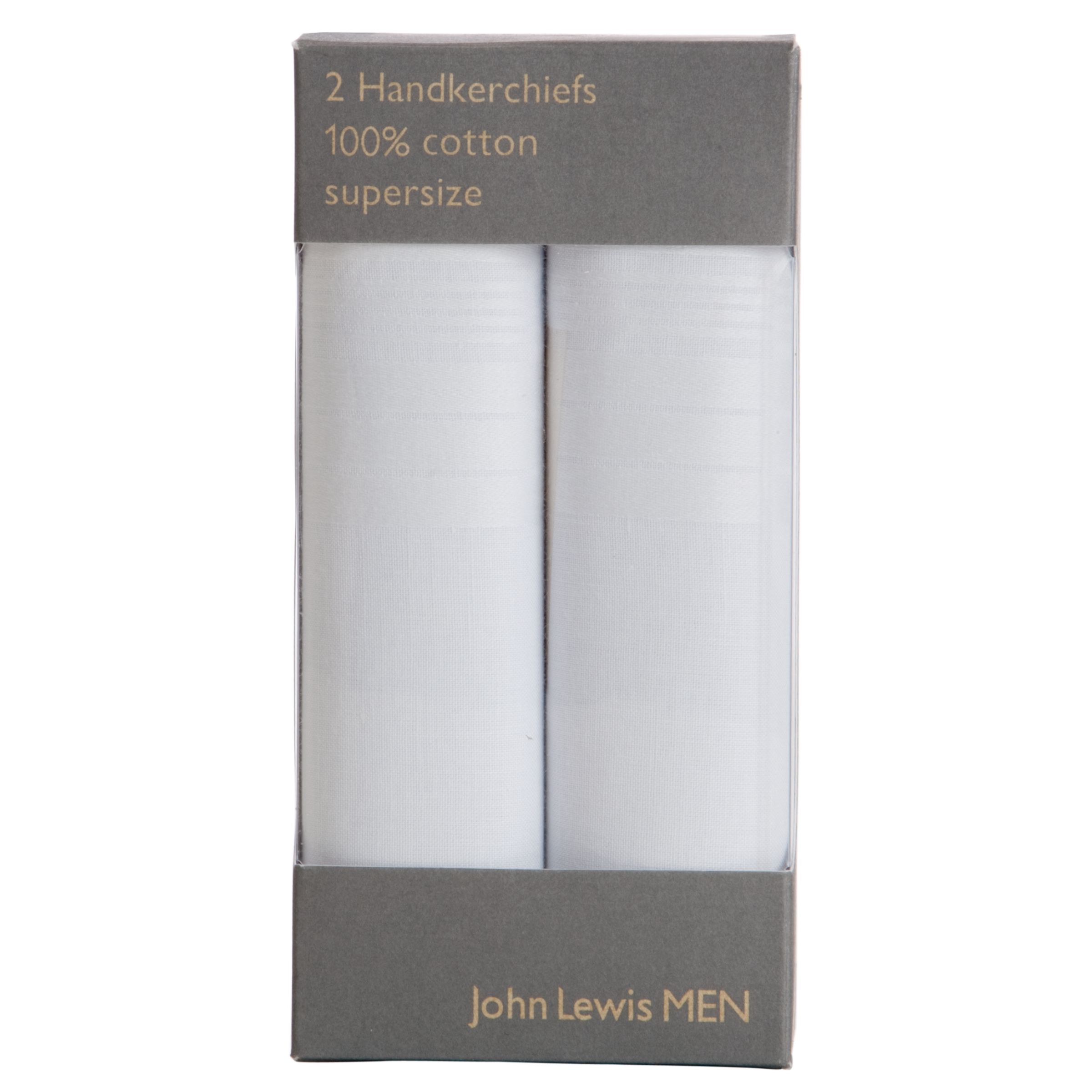 John Lewis Supersize Handkerchiefs, Pack of 2, White