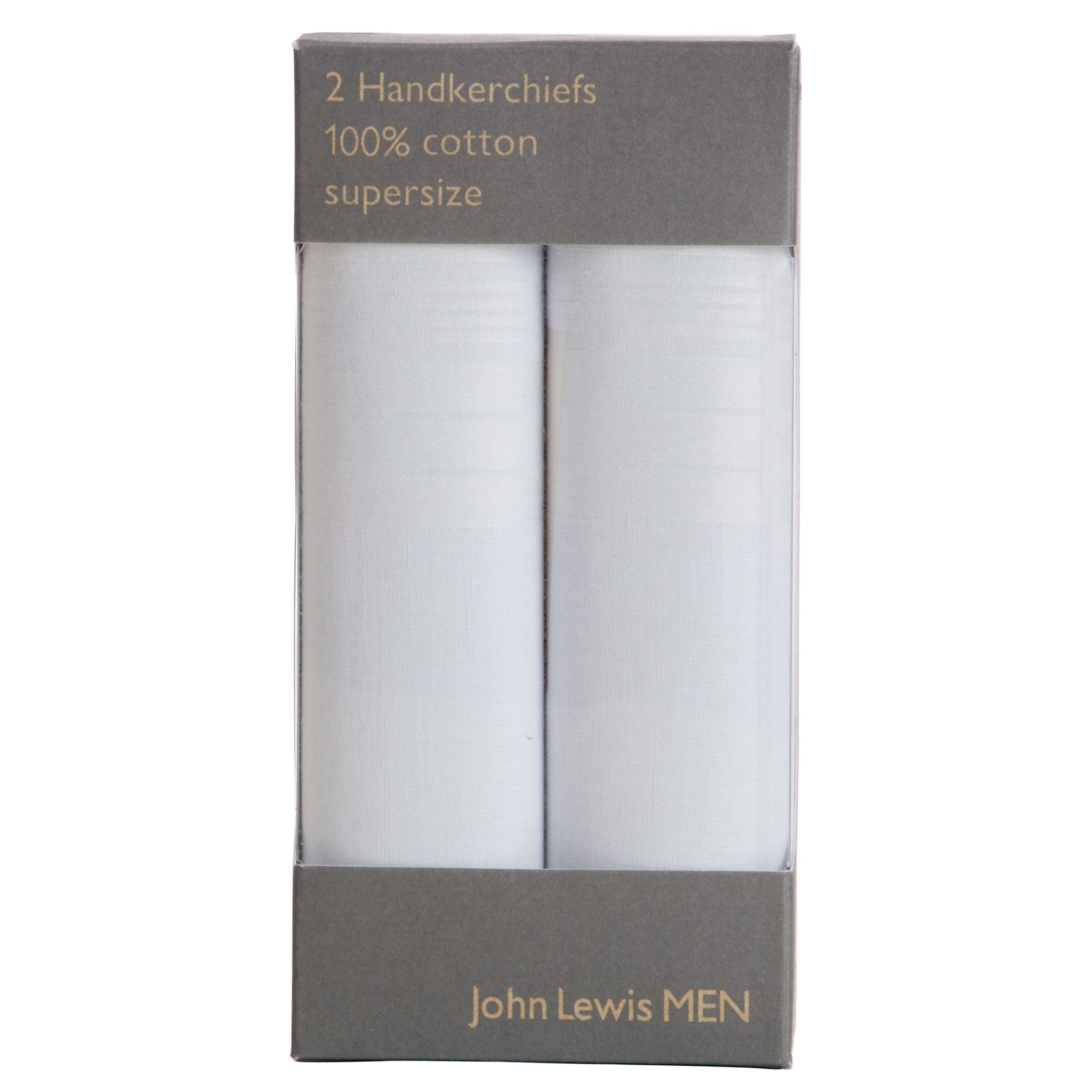 Buy John Lewis Supersize Handkerchiefs, Pack of 2, White Online at johnlewis.com