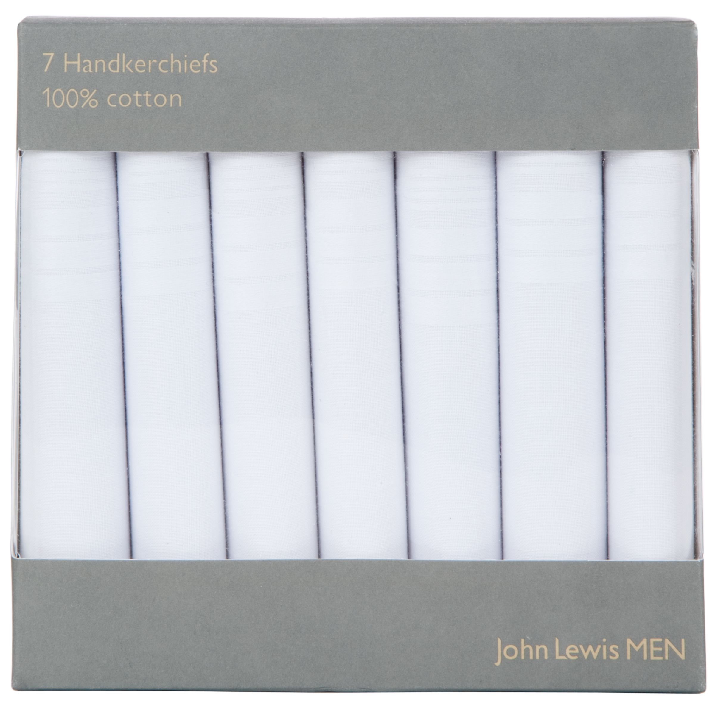 John Lewis Handkerchiefs, Pack of 7, White