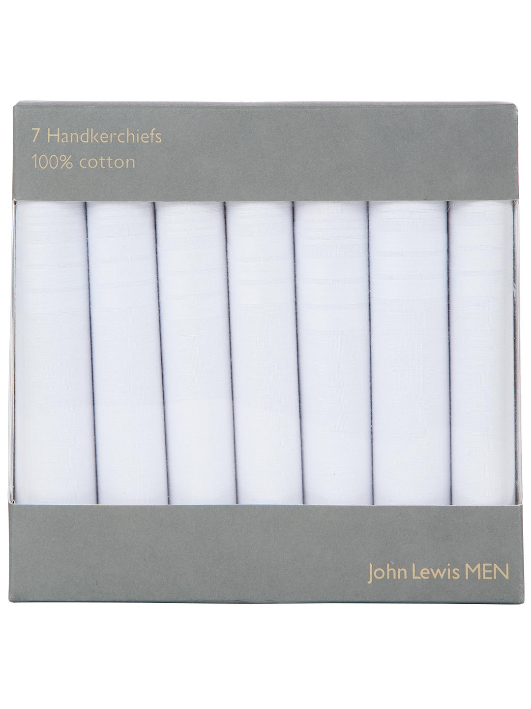 John Lewis Handkerchiefs, Pack of 7, White