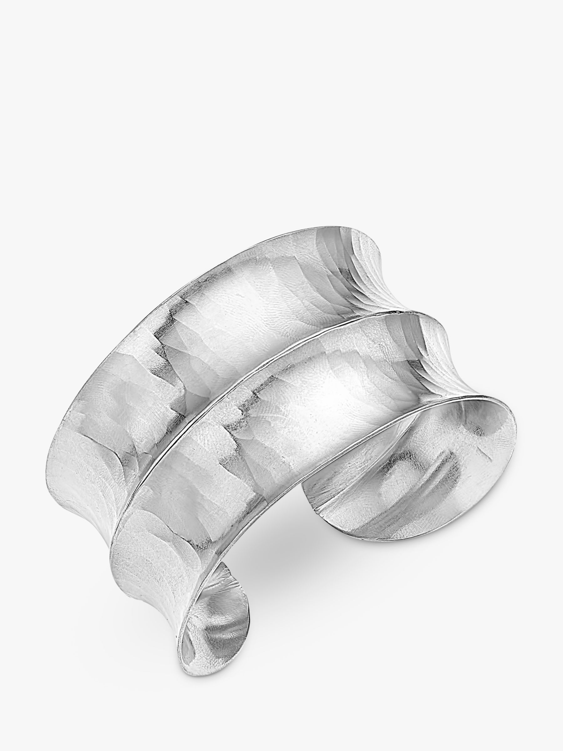 Buy Dower & Hall Sterling Silver Double Concave Hammered Cuff, Silver Online at johnlewis.com