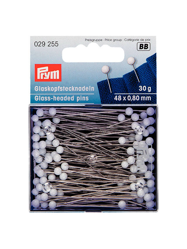 Prym Glass-Headed Pins, 80mm, Pack of 30g