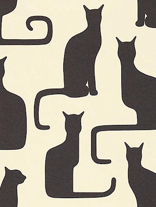 Sanderson Omega Cats Wallpaper, Ivory / Black, 211065