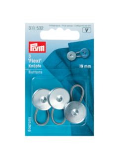 Prym Flexi Buttons, Pack of 3, 19mm, Silver
