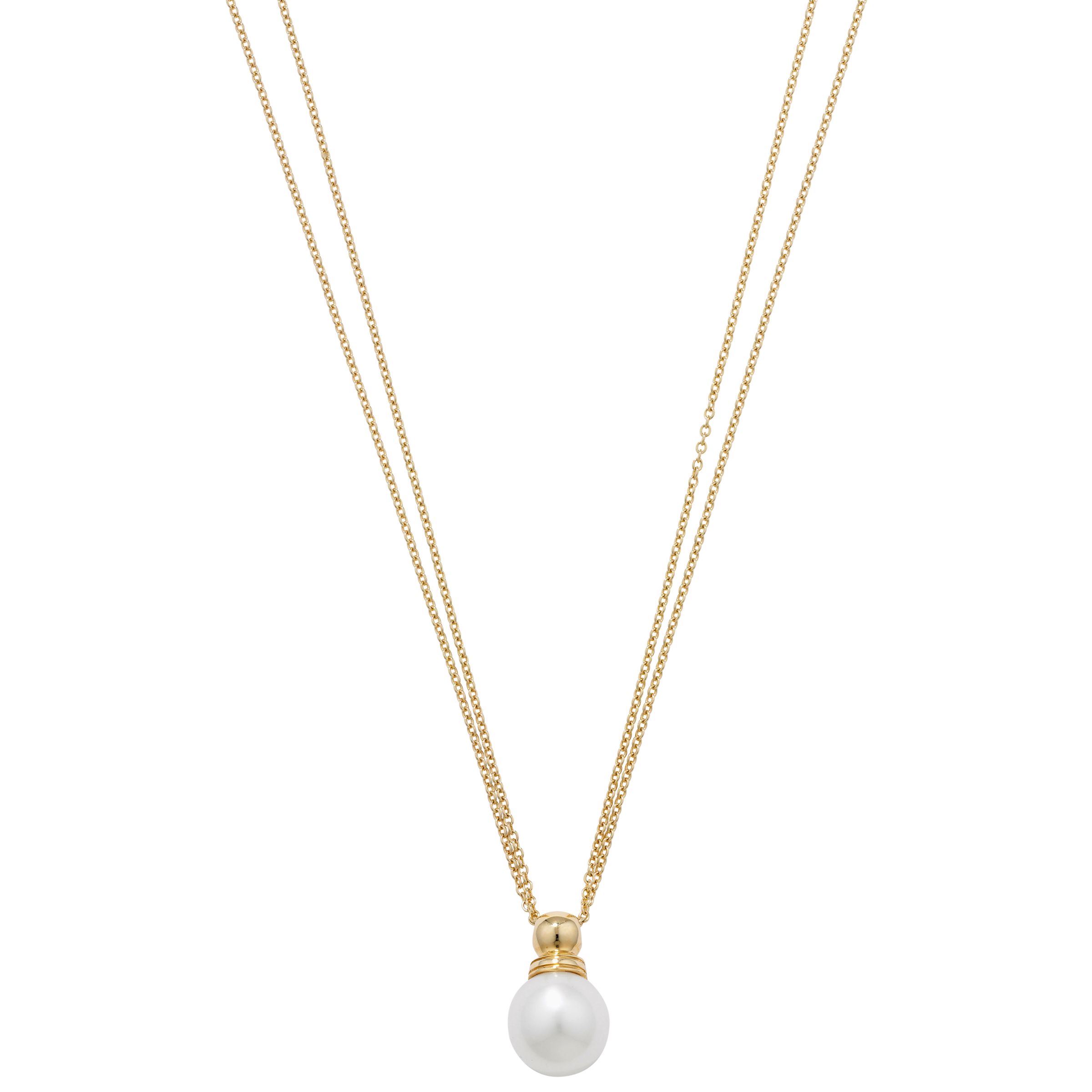 London Road 9ct Yellow Gold Double Chain Pearl Pendant Necklace
