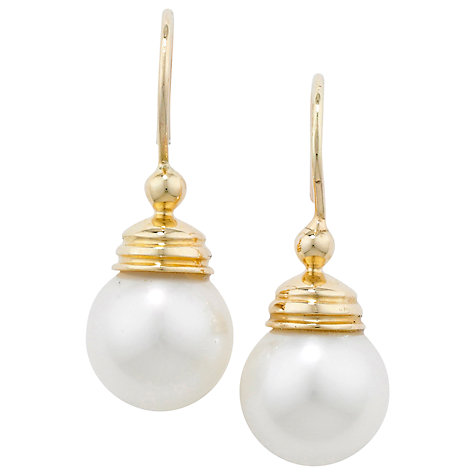 Buy London Road Burlington 9ct Yellow Gold & Pearl Ball Drop Earrings ...