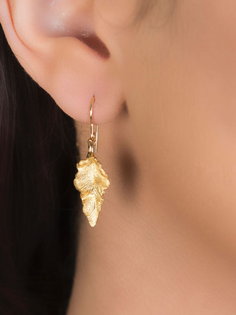 Buy London Road 9ct Yellow Gold Leaf Earrings Online at johnlewis.com