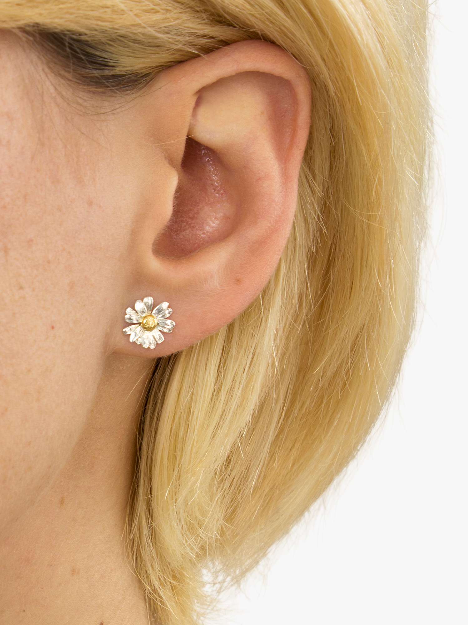 Buy Alex Monroe Classic Daisy Stud Earrings, Silver/Gold Online at johnlewis.com