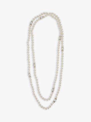 John Lewis Long Faux Pearl and Crystal Layered Necklace, White