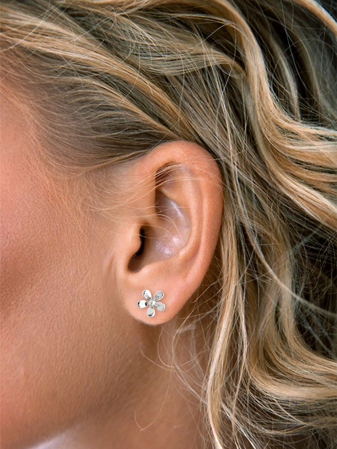Buy Nina B Silver Flower Stud Earrings, Silver Online at johnlewis.com