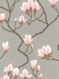 Cole & Son Magnolia Wallpaper, Silver / Pink, 72/3010