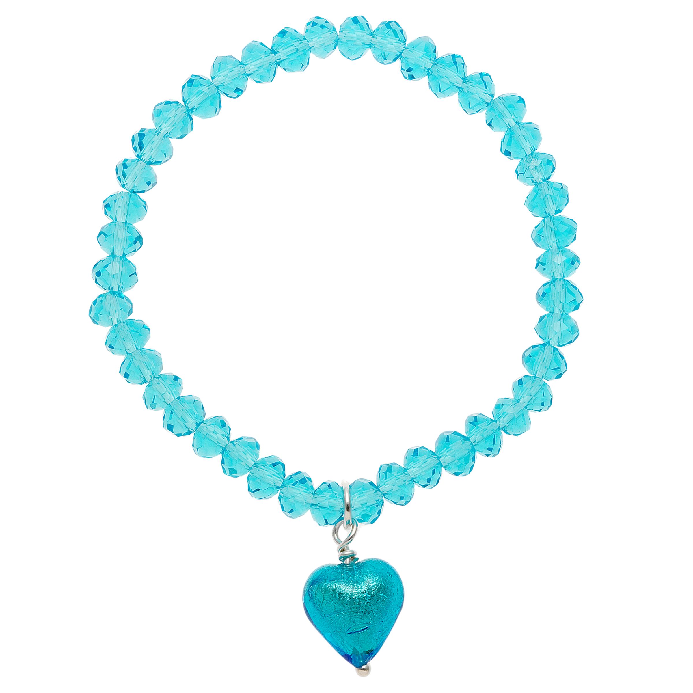 Martick Faceted Crystal Murano Heart Bracelet, Turquoise