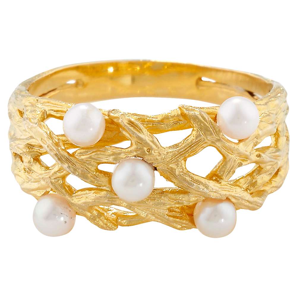 Buy London Road Burlington 9ct Yellow Gold and Pearl Willow Ring, Gold Online at johnlewis.com