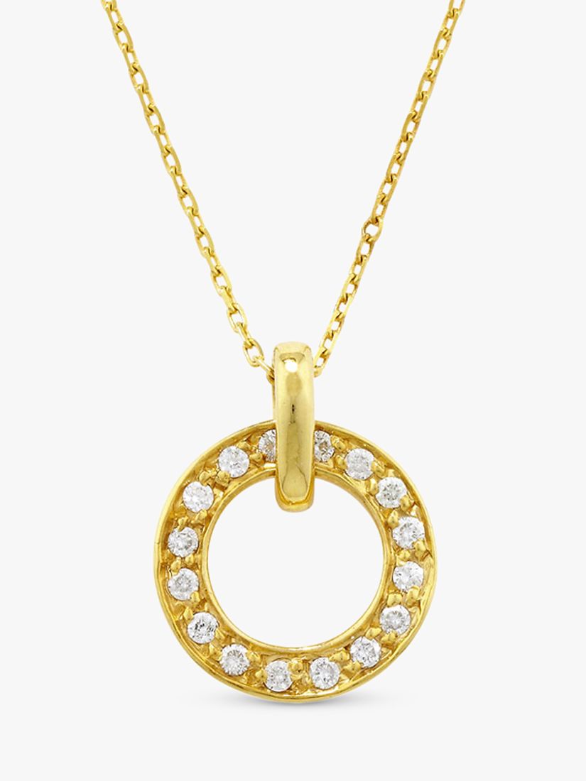 London Road Yellow Gold Circular Diamond Set Pendant Necklace at John ...
